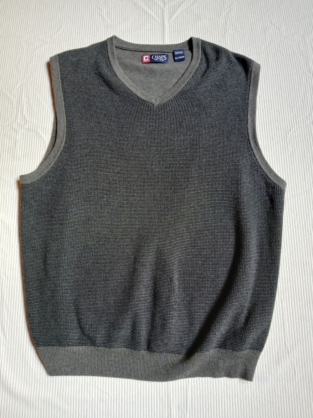 Chaps Sweater Vest Gray Preppy Classic 100% Cotton Men’s Size XL NWOT!